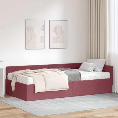 Hoekbedframe met Matras Anders met hoofdeinde 2 pcs Rood Stof
