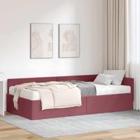 Hoekbedframe met Matras Anders met hoofdeinde 2 pcs Rood Stof - thumbnail