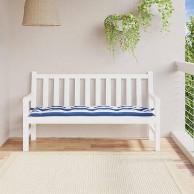 Bankkussen gestreept 150x50x7 cm stof wit en blauw