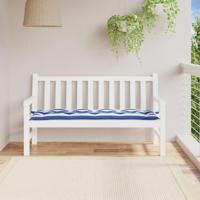 Bankkussen gestreept 150x50x7 cm stof wit en blauw - thumbnail