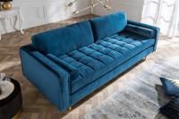Design 3-zits loungebank COSY VELVET 220cm petroleumblauw fluwelen veerkern - 39844 - thumbnail