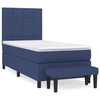 Boxspring met matras stof blauw 90x190 cm - thumbnail