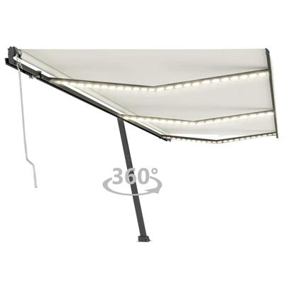 Luifel automatisch met LED en windsensor 600x300 cm crèmekleur