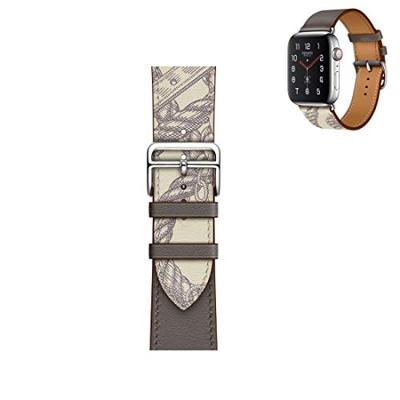 Leren bandje met print - Bruin - Geschikt voor Apple Watch 38mm / 40mm / 41mm / 42mm