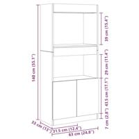 Hoge kast 63x33x140 cm bewerkt hout gerookt eikenkleurig - thumbnail