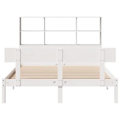 Bed met boekenkast zonder matras grenenhout wit 160x200 cm