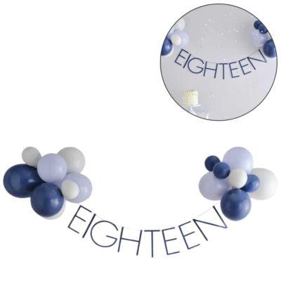 Ginger Ray letterslinger 18 jaar met ballonnen blauw set van 25 | 20 stuks