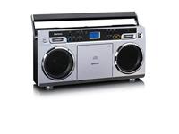 Lenco SCD-580 Ghettoblaster - draagbare cd-speler - PLL FM-radio - met USB en Bluetooth - met stroomadapter - zilver - thumbnail