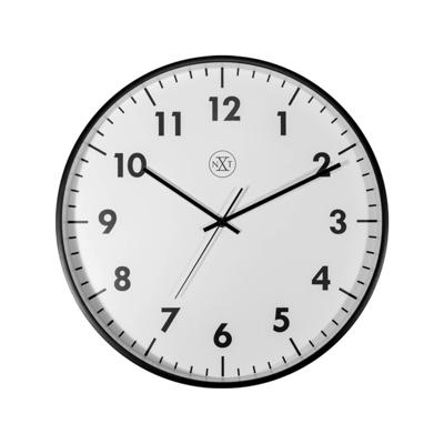 NeXtime NX-7317-V2 Wandklok NXT STIL UURWERK 40cm Kunststof Zwart, Witte Wijzerplaat