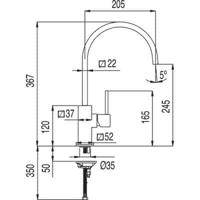 Top Keukenkraan CUADRO-TRES uiloop 22x22 mm 130497 Tres - thumbnail