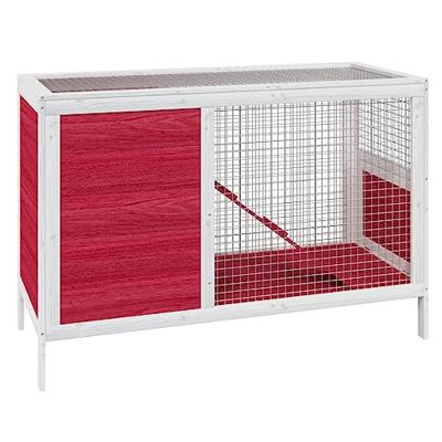 VidaXL Konijnenhok 103x44x69,5 cm massief grenenhout rood VidaXL Konijnenhok 103x44x69,5 cm massief grenenhout rood