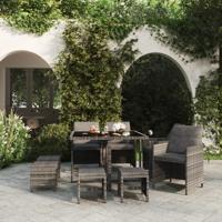 9-delige Tuinset met kussens poly rattan grijs - thumbnail