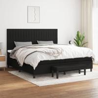Boxspring met matras stof zwart 200x200 cm - thumbnail