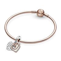 Pandora 781062C01 Bedel Entwined Hearts zilver-zirconia rosekleurig-wit - thumbnail