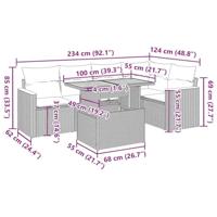 6-delige Loungeset met kussens poly rattan grijs - thumbnail