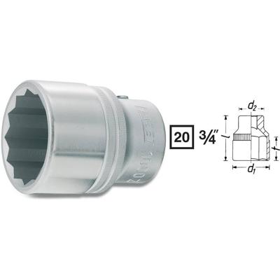 HAZET Dopsleutel 1000AZ-1.3/8 · 3/4 inch (20 mm) vierkant hol · Buitentwaalfkant profiel · SW 1,3/8?