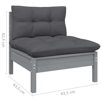 5-delige Loungeset met antracietkleurige kussens grenenhout