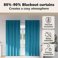 VidaXL Zwart-out gordijnen met ringen 2 pcs turquoise 225 x 140 cm - thumbnail