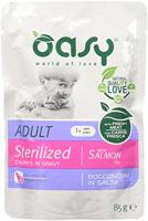 OASY Chunks in gravy Sterilized Salmon - nat kattenvoer - 85g - thumbnail