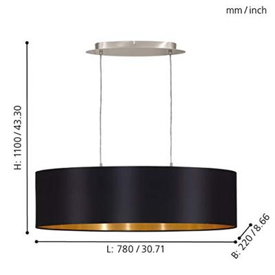 Eglo Landelijke hanglampMaserlo 78cm zwart met goud - 31611