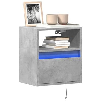 Tv-wandmeubels met LED-verlichting 2 st 41x31x45 cm betongrijs
