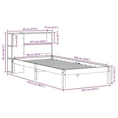 Bed met boekenkast zonder matras grenenhout wit 90x190 cm