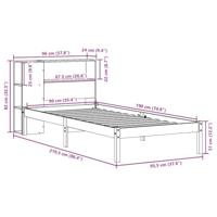 Bed met boekenkast zonder matras grenenhout wit 90x190 cm - thumbnail