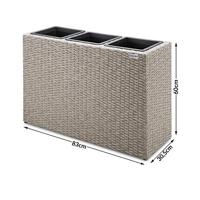 Polyrattan Bloembak 3 delig Creme 83x30,5x60cm - thumbnail