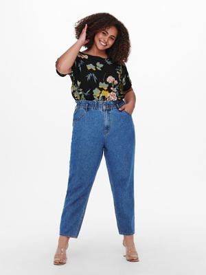 ONLY CARMAKOMA gebloemde geweven top CARLOLLIEMMA zwart/grijsblauw/okergeel ONLY CARMAKOMA gebloemde geweven top CARLOLLIEMMA zwart/grijsblauw/okergeel