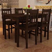 VidaXL Eettafel met 4 stoelen hout bruin - thumbnail