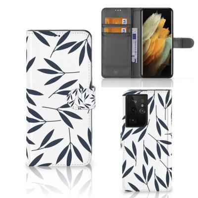 Samsung Galaxy S21 Ultra Hoesje Leaves Blue Samsung Galaxy S21 Ultra Hoesje Leaves Blue