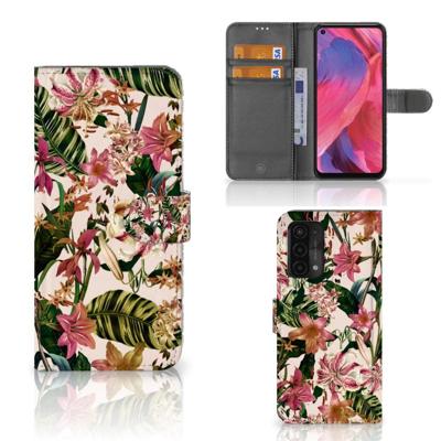 OPPO A54 5G | A74 5G | A93 5G Hoesje Flowers | Portemonnee hoesje OPPO A54 5G | A74 5G | A93 5G Hoesje Flowers | Portemonnee hoesje