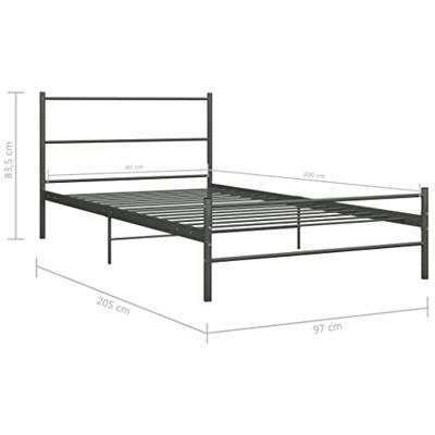 Bedframe metaal grijs 90x200 cm Bedframe metaal grijs 90x200 cm