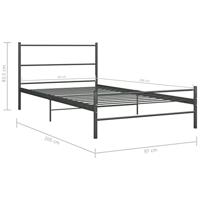 Bedframe metaal grijs 90x200 cm - thumbnail