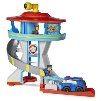 PAW Patrol speelfigurenset uitkijktoren met 2 Chase-figuren en auto