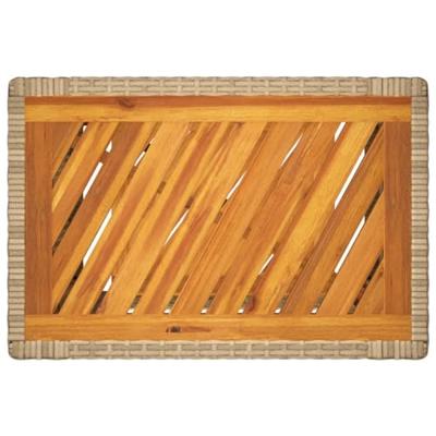 Tuinbijzettafel met houten blad 60x40x75 cm poly rattan beige - thumbnail