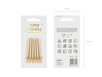 Verjaardagskaarsjes goud 6cm - 6 stuks - thumbnail