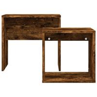 2-delige Tafeltjesset bewerkt hout gerookt eikenkleurig - thumbnail