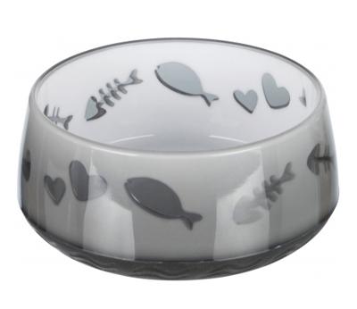 TRIXIE VOERBAK / WATERBAK VIS / HART KUNSTSTOF / RUBBERRING ASSORTI 12 CM 300 ML 4 ST