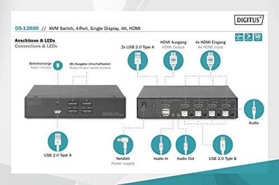 Digitus DS-12880 KVM-switch 4 + 1 poorten HDMI 3840 x 2160 Pixel Digitus DS-12880 KVM-switch 4 + 1 poorten HDMI 3840 x 2160 Pixel