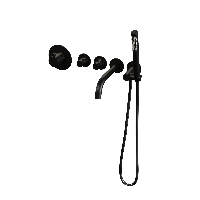 Inbouwthermostaatset Brauer Black Incl Baduitloop en Staafhanddouche Mat Zwart - thumbnail