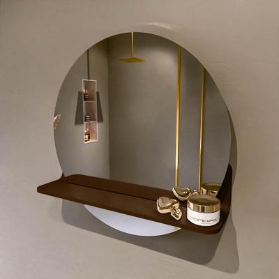 MONDIAZ SPOT spiegel rond 50cm met Spiegelplanchet kleur Rust.