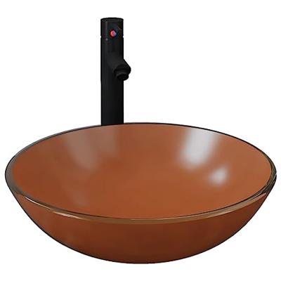 VidaXL Wastafel met kraan en pop-up afvoer gehard glas bruin VidaXL Wastafel met kraan en pop-up afvoer gehard glas bruin