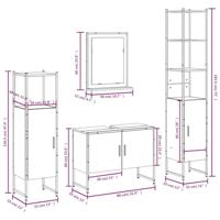 4-delige Badkamermeubelset bewerkt hout zwart - thumbnail