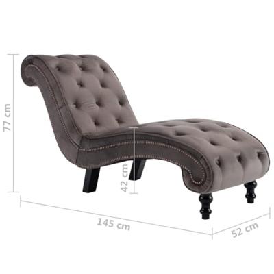 Chaise longue fluweel grijs - thumbnail