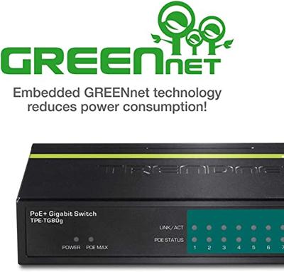TRENDnet TPE-TG80g 8-Poorts PoE Switch GREENnet Gigabit TRENDnet TPE-TG80g 8-Poorts PoE Switch GREENnet Gigabit