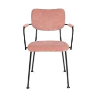 Zuiver Eetkamerstoel 'Benson' Met armleuning, Ribstof, kleur Roze - thumbnail