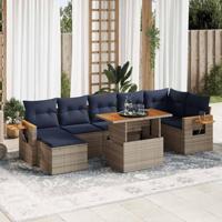 8-delige Loungeset met kussens poly rattan acacia bruin - thumbnail