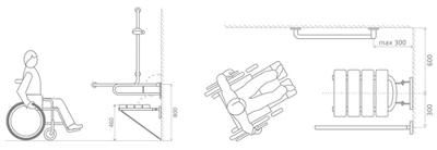 Opklapbare Douchezitting met Steunpoot Sapho Handicap 44x45 cm Wit