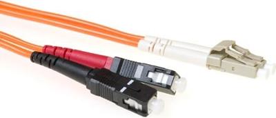 ACT 10 meter LSZH Multimode 62.5/125 OM1 glasvezel patchkabel duplex met LC en SC connectoren ACT 10 meter LSZH Multimode 62.5/125 OM1 glasvezel patchkabel duplex met LC en SC connectoren